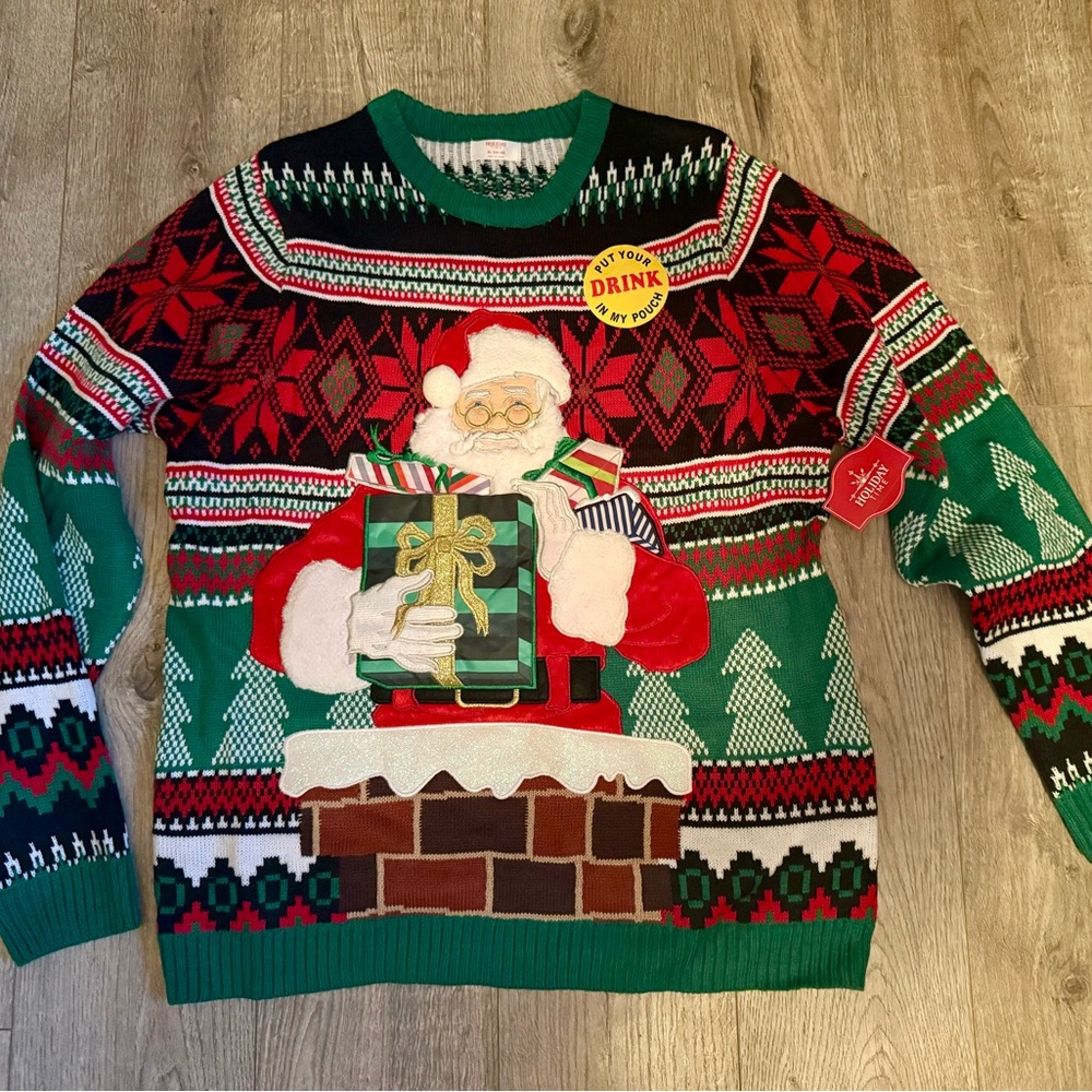 NWT Christmas sweater/ drink holder